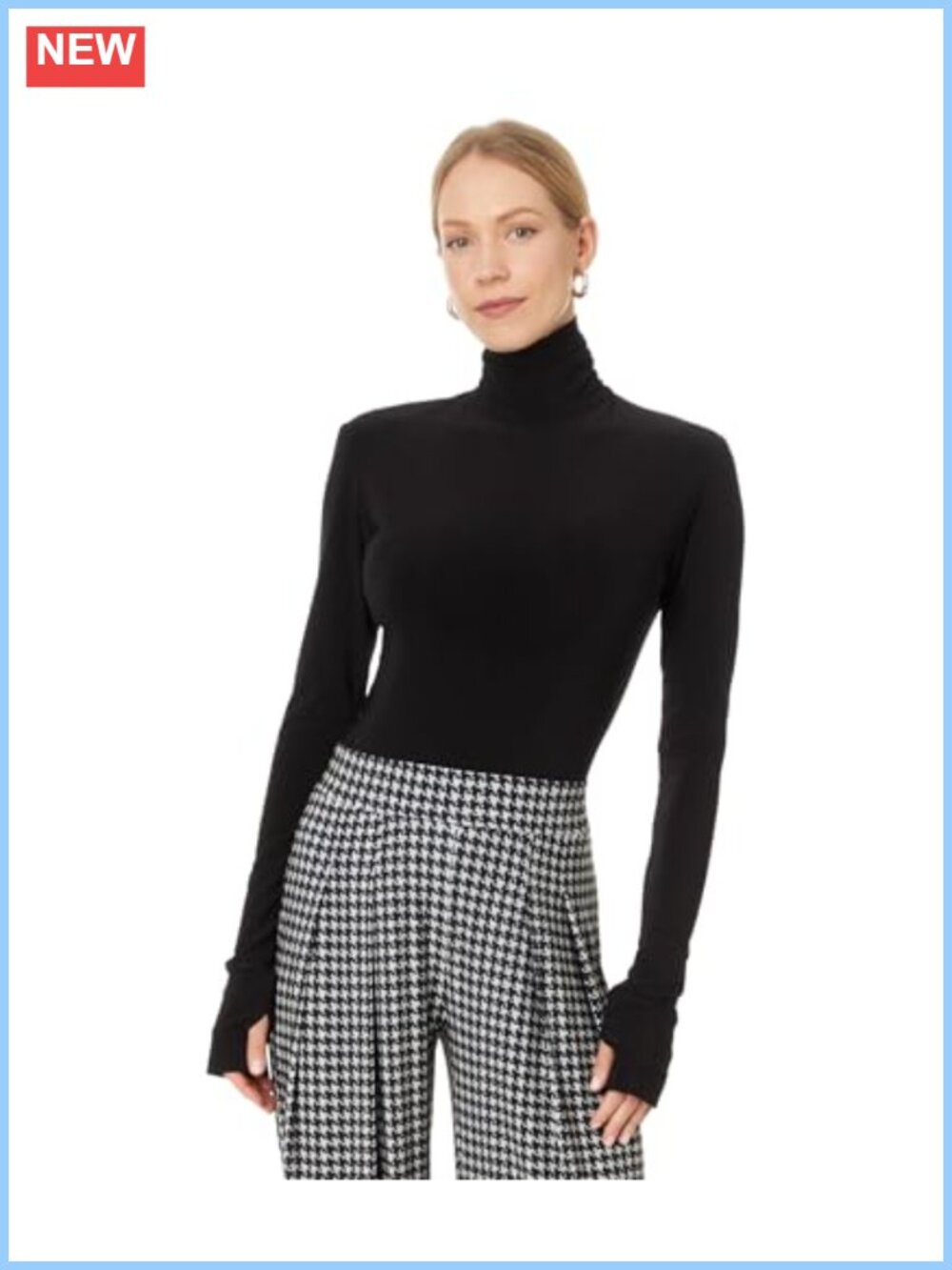Slim Fit Long Sleeve Turtleneck Top Stretch Polyester